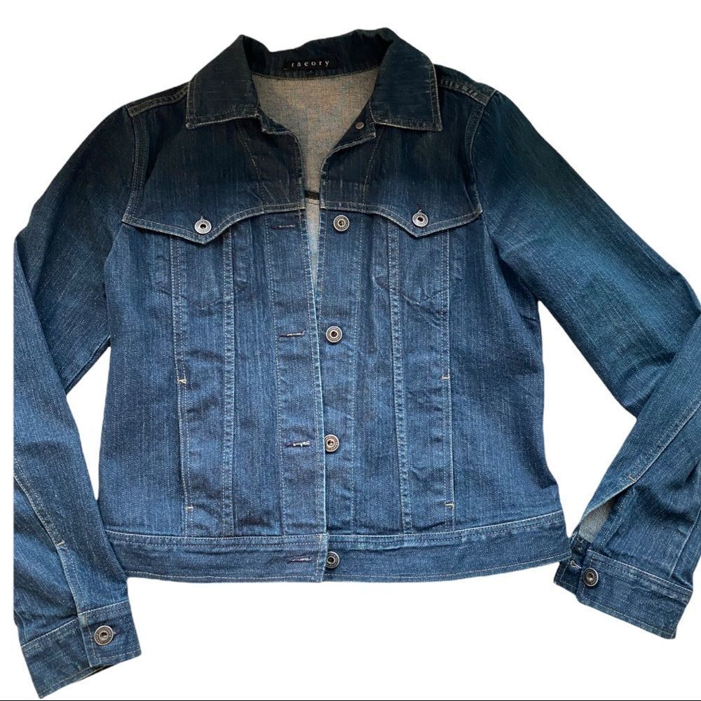 Theory Women's Dark Denim Jean Jacket size M - Picture 1 of 11